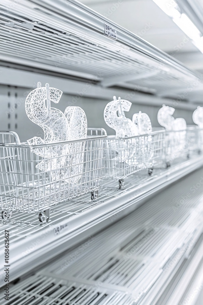 Aufkleber price and value symbols placed side-by-side on a retail display shelf, symbolizing the perception of