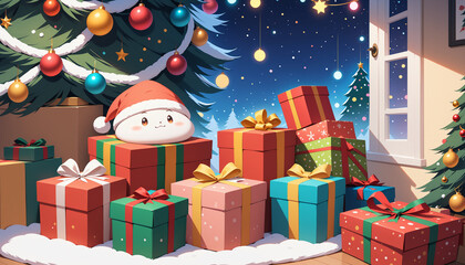 Christmas Gifts Under the Tree on Festive Night