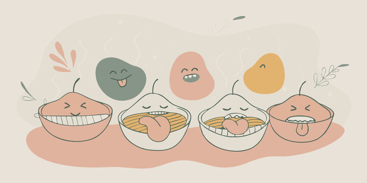 Taste Buds Animation Cartoonstyle taste buds looking thrilled while experiencing different flad samples of labgrown and traditional meat emphasizing their reactions.