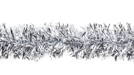 Silver tinsel border frame isolate on transparent background