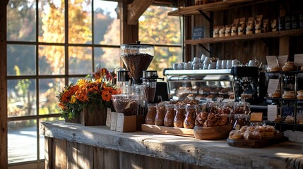 Barn cafe with rustic charm and autumn decor vibes