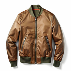 Naklejka premium Stylish metallic bomber jacket isolated on white.