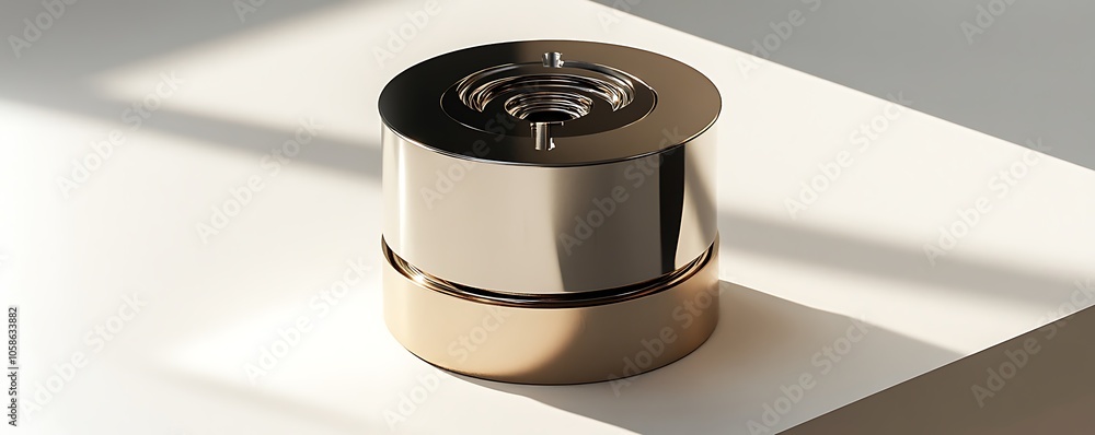 Poster a sleek metallic object with a threaded top, likely a component or accessory.