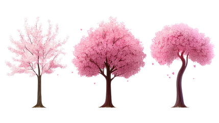 Beautiful Pink Cherry Blossom Trees Blooming in Springtime Generative AI