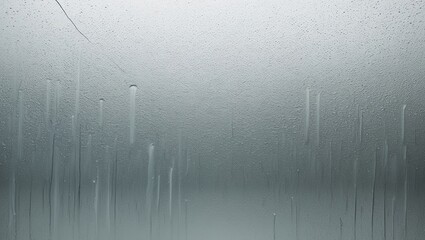 Noisy texture inspired by rain-streaked glass, soft gray speckles and faint linear streaks. Created with generative AI technology