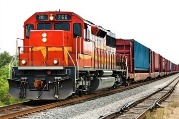 Obraz premium Freight Train Carrying Goods in Vibrant Colors