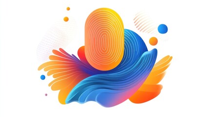 Obraz premium Abstract design with vibrant colors and organic shapes, featuring a fingerprint-like element, creating a dynamic and eye-catching composition.