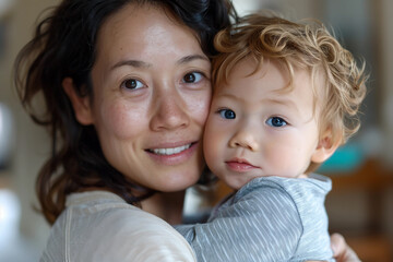 Generative AI Image of Nanny Holding Baby in Cozy Nursery Room at Home, Emphasizing Care and Bonding