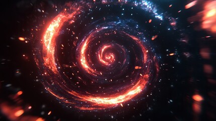 Anamorphic video spiral space galaxy cosmos background. Spiral galaxy in a black background.