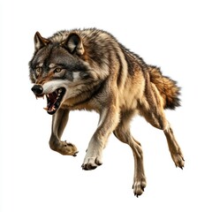 Obraz premium wolf attacking,running, jumping,action pose,tattoo, White background