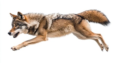 Fototapeta premium wolf attacking,running, jumping,action pose,tattoo, White background