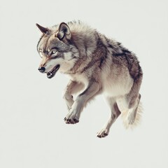 Obraz premium wolf attacking,running, jumping,action pose,tattoo, White background