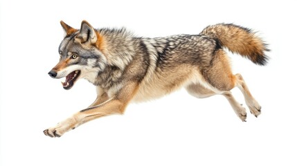 Obraz premium wolf attacking,running, jumping,action pose,tattoo, White background