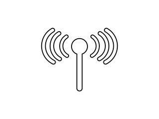 Signal transmission icon. Antenna or broadcasting tower and signal waves. Vector Illustration