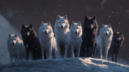 Realistic depiction of dire wolves in natural habitat