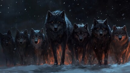 Realistic depiction of dire wolves in natural habitat