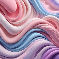 Flowing Pastel Abstract Artwork with Soft Pink, Blue, and Lavender Waves - Perfect for Modern, Calm, and Elegant Aesthetic Themes.
