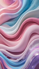 Flowing Pastel Abstract Artwork with Soft Pink, Blue, and Lavender Waves - Perfect for Modern, Calm, and Elegant Aesthetic Themes.