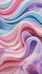 Flowing Pastel Abstract Artwork with Soft Pink, Blue, and Lavender Waves - Perfect for Modern, Calm, and Elegant Aesthetic Themes.