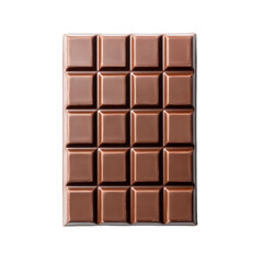 Fototapeta premium Milk chocolate bar with creamy texture slightly melted edges and segmented squares isolated on a transparent background 