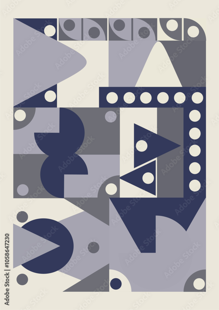 Aufkleber retro set of geometric vector pattern minimal posters with geometric design. trendy bauhaus pattern 