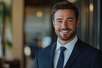 Fototapeta premium Confident Businessman in Suit Smiling at Camera2