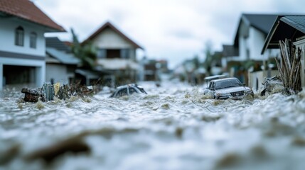 Flooded street with cars