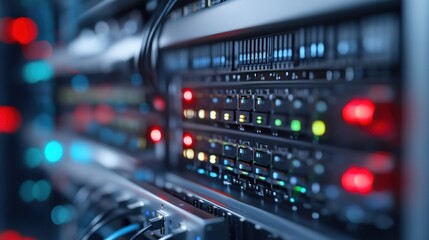 Server Racks With Lights and Cables