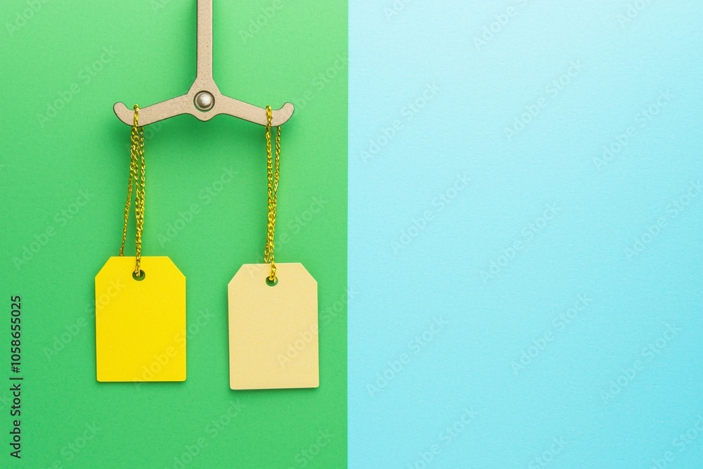 Poster a minimalist balance scale with price and value tags on each side, emphasizing the need for cost-ben