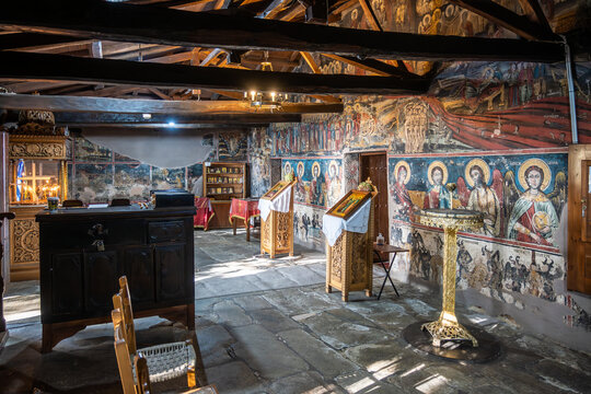 Narthex of Agioi Taxiarches church in Milies, Pelion, Greece