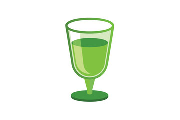 Glass of Green Tea Vector Illustration: Refreshing Herbal Beverage Icon for Wellness and Organic Lifestyle Design