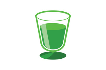 Glass of Green Tea Vector Illustration: Refreshing Herbal Beverage Icon for Wellness and Organic Lifestyle Design