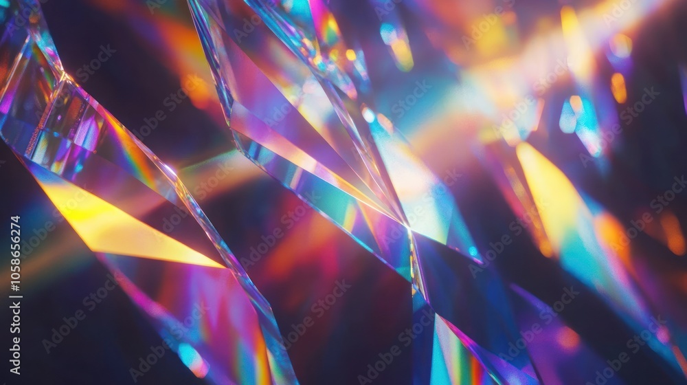 Poster abstract background of colorful glass shards with a rainbow effect.
