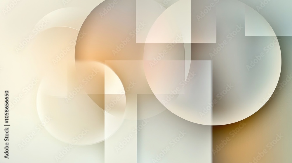 Wall mural abstract geometric shapes with soft, muted colors and a slight gradient effect.