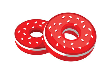 donut Chocolate Cake with Berries Vector: Decadent Dessert Illustration Featuring Fresh Fruit for Festive and Gourmet Designs