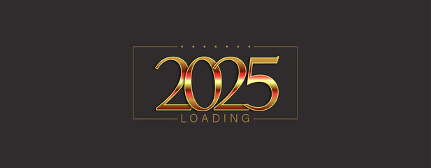 Gold 2025 on a sleek black background, celebrate the New Year with elegance and style