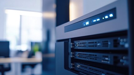 Close Up of Network Server in Office