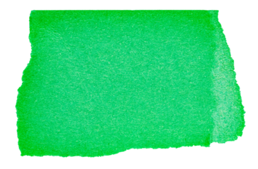 Single piece of isolated ripped blank vibrant green paper with rough edges and copy space for text on transparent background, design element