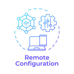 Remote configuration blue gradient concept icon. Access control, cybersecurity. Network, settings. Round shape line illustration. Abstract idea. Graphic design. Easy to use in infographic