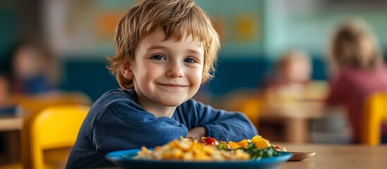 Young student delights in a treat during lunchtime.