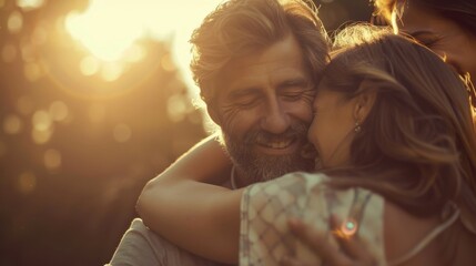 Blurry embraces and smiles the familiar feeling of being surrounded by family.