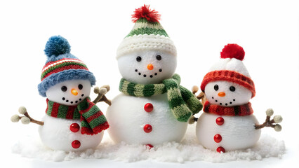 Obraz premium Set of Cute Snowman Christmas and New Year on Isolated White Background