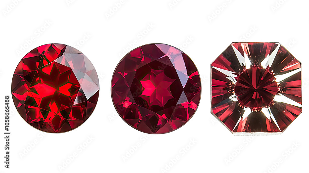 Aufkleber collection of exquisite red gemstones set on a transparent background generative ai