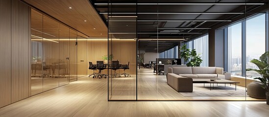 Naklejka premium The impact of glass partitions on office aesthetics.