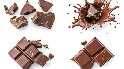 Artistic Renderings of Chocolate Splashes and Broken Pieces Isolated Generative AI