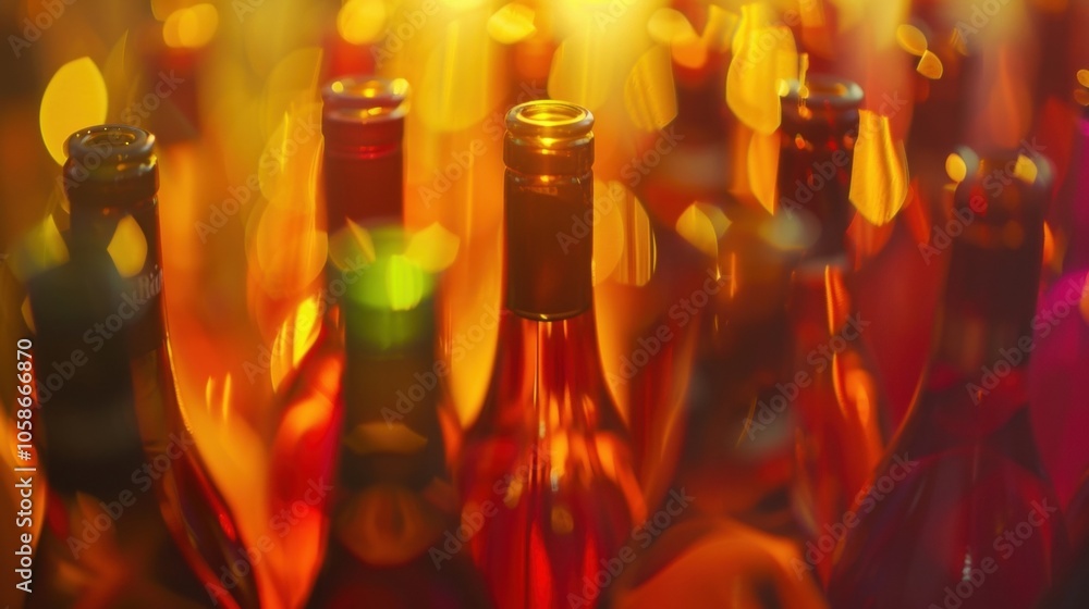 Poster soft edges of wine labels blending together in a hazy sea of colors.