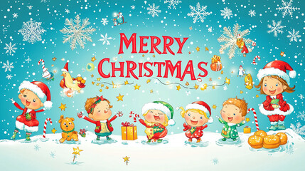 Fototapeta premium Holiday season - Merry Christmas - xmas horizontal banner with text. 