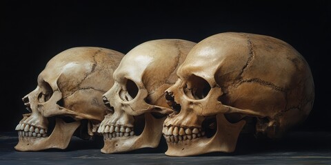 Obraz premium Skull made of smoke on a black background with symmetrical x-ray effect.