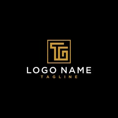 letter tg or gt luxury abstract initial square logo design inspiration