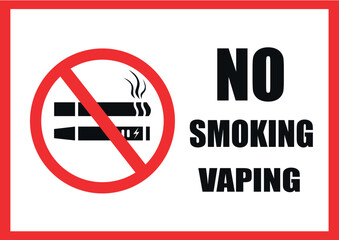 No smoking and vaping, clear vector graphics for printing